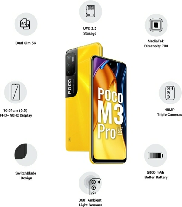 POCO M3 Pro 5G (Yellow, 128 GB)