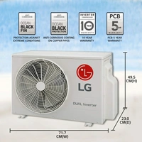 LG 1.5 Ton 3 Star Split Dual Inverter Convertible 5-in-1 Cooling HD Filter with Anti-Virus Protection AC  - White