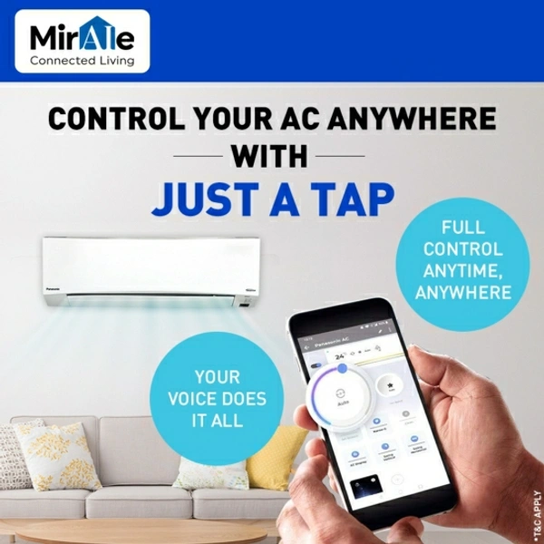 Panasonic 1.5 Ton 3 Star Split Inverter AC with Wi-fi Connect  - White