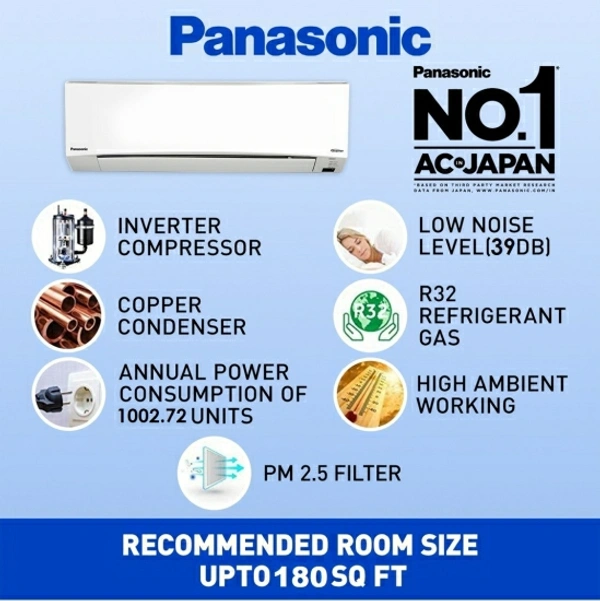 Panasonic 1.5 Ton 3 Star Split Inverter AC with Wi-fi Connect  - White