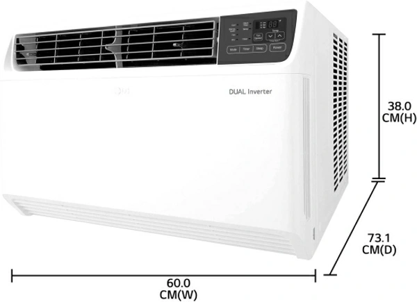 LG Convertible 4-in-1 Cooling 1.5 Ton 4 Star Window Dual Inverter HD Filter, Clean Filter Indicator AC  - White