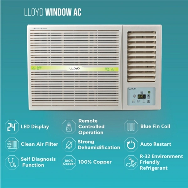 Lloyd 1.5 Ton 5 Star Window Inverter AC  - White