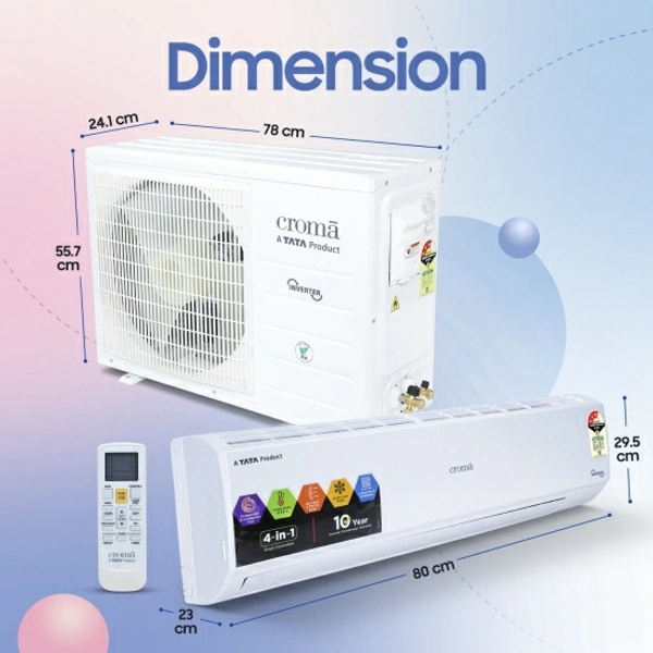 Croma 1 Ton 3 Star Split Inverter AC  - White