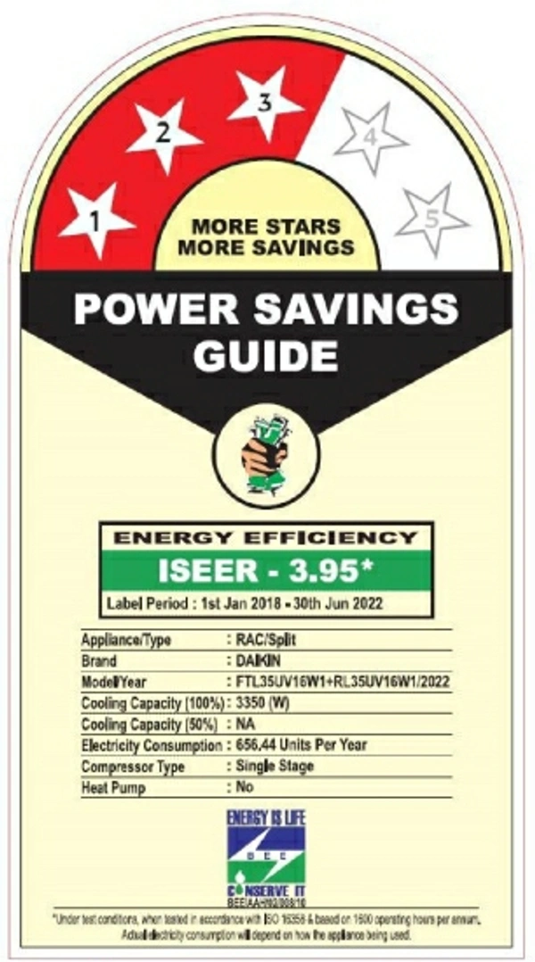 Daikin 1 Ton 3 Star Split AC with PM 2.5 Filter  - White