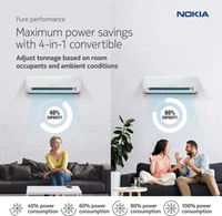 Nokia 4 in 1 Convertible Cooling 1 Ton 3 Star Split Inverter AC  - White