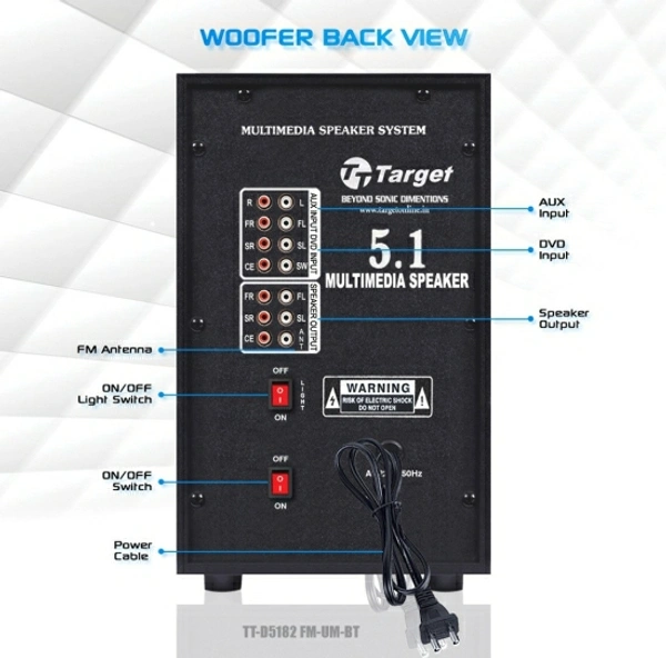 Target TARGET TT-D5182 FM-USB-BT PMPO : 44500 WATTS RMS : 180 WATTS MULTIMEDIA SPEAKERS