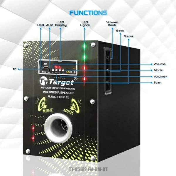Target TARGET TT-D5182 FM-USB-BT PMPO : 44500 WATTS RMS : 180 WATTS MULTIMEDIA SPEAKERS