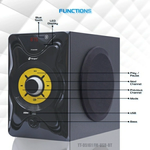 Target TARGET TT-D5161 5.1 MULTIMEDIA SPEAKERS 155 WATTS 5.25 " SUBWOOFERS 115 W Bluetooth Home Theatre