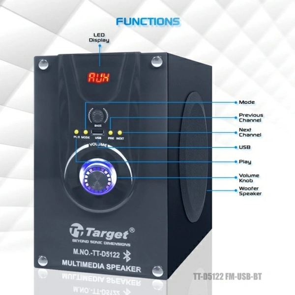 Target Target TTD5122 RMS 155 WATTS Multimedia Speaker 5.25 INCH Sub 155 W Bluetooth Home Theatre