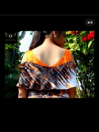 Women's Printed Crepe Dress - S(35"chest), orange-white-black