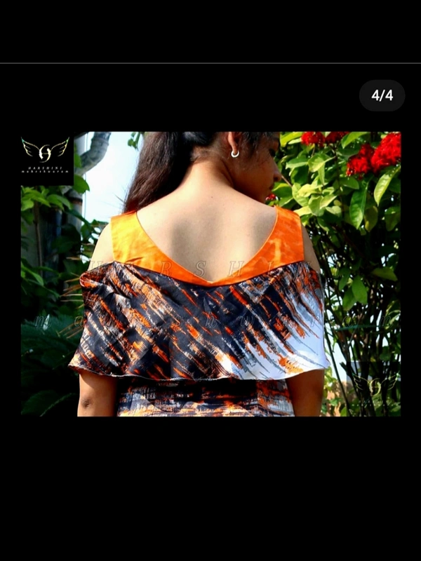 Women's Printed Crepe Dress - S(35"chest), orange-white-black