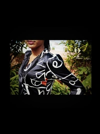 Women's Printed Crepe Dress  - S(36"chest), black-orange-white