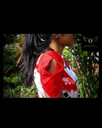 Women's Printed Crepe Dress - S(35"chest), red-white-black