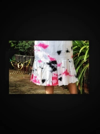 Women's Printed Crepe Dress - S(36"chest), pink-white-black