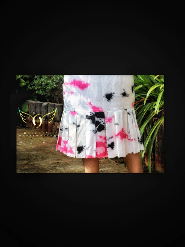 Women's Printed Crepe Dress - S(36"chest), pink-white-black