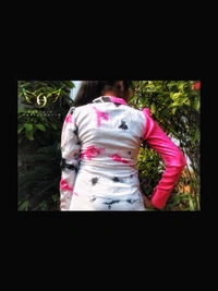 Women's Printed Crepe Dress - S(36"chest), pink-white-black