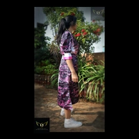 Women's Printed Crepe Dress - S(35"chest), pink-black-white