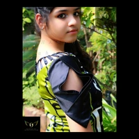 Women's Printed Crepe Dress - green-black-white, S(chest35")