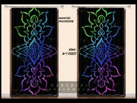 CURTAINS SET OF 2- Floral Mandala Art- By Harshini Maheshwaram - Black, 4×7 FEET