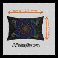 COMBO- 1 CURTAIN AND 4 CUSHION COVERS- Floral Mandala Art- By Harshini Maheshwaram - Black, (4×7Feet Curtain)(17"×27"Pillow)