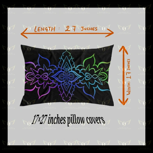 COMBO- 1 CURTAIN AND 4 CUSHION COVERS- Floral Mandala Art- By Harshini Maheshwaram - Black, (4×7Feet Curtain)(17"×27"Pillow)