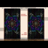 CURTAINS SET OF 2- Floral Mandala Art- By Harshini Maheshwaram - Black, 4x7 feet