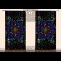 CURTAINS SET OF 2- Floral Mandala Art- By Harshini Maheshwaram - Black, 4x7 feet