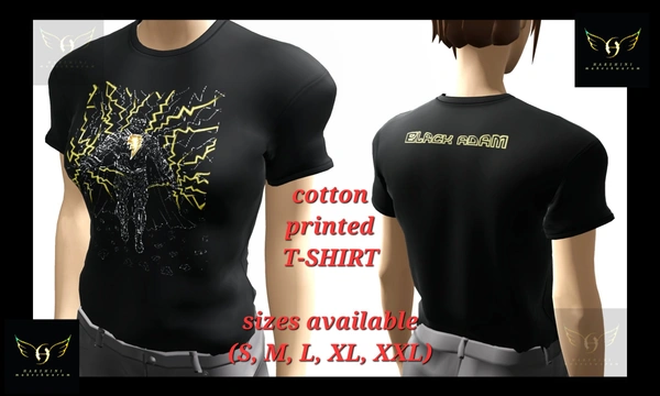 PRINTED HALF SLEEVES T-SHIRT FOR MEN AND WOMEN - Black Adam Art- By Harshini Maheshwaram - Black, S