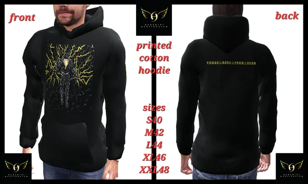 PRINTED FULL SLEEVES HOODIE FOR MEN AND WOMEN - Black Adam Art- By Harshini Maheshwaram - Black, S 40