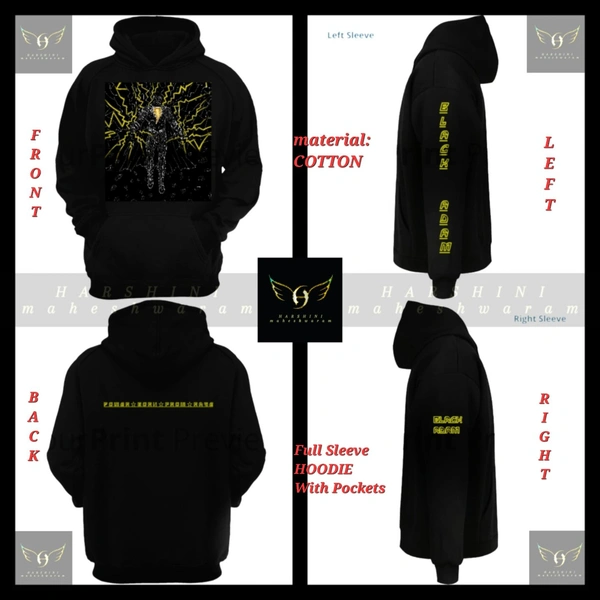 PRINTED FULL SLEEVES HOODIE FOR MEN AND WOMEN - Black Adam Art- By Harshini Maheshwaram - Black, S 40