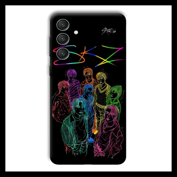 Stray Kids Skz Members Kpop Group Art Sketch Multicolor- Samsung Mobile Back Cover Hard Plastic Case Black Matte Finish - Black, Galaxy A72