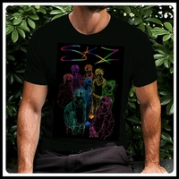 STRAY KIDS KPOP GROUP SKZ ILLUSTRATION MULTICOLOR ART PRINTED BLACK T-SHIRT. - Black, S 38