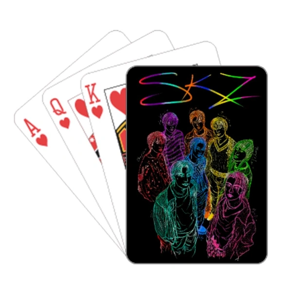 SKZ StrayKids KPOP boygroup Art PLAYING CARDS SET - Black, Paper