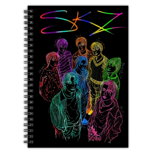 SKZ StrayKids KPOP boygroup Art NOTEBOOK- Ruled - Black, A4