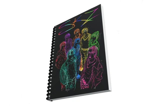 SKZ StrayKids KPOP boygroup Art NOTEBOOK- Ruled - Black, A5