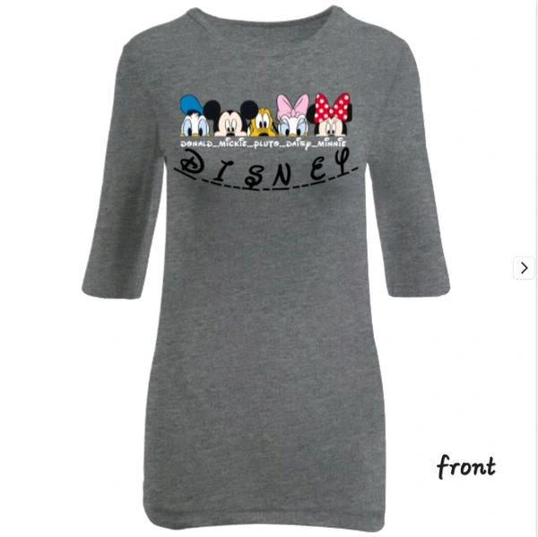 DISNEY ILLUSTRATION MULTICOLOR ART PRINTED T-SHIRT DRESS. - Gray, Small