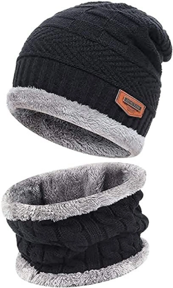 2pc combo woolen cap winter soft cap CapColor :BlackSize :FreeFabric :WoolStyle code :combo 2pcOccasion :CasualIdeal For :Men & WomenStyle Code  - Black, Free Size