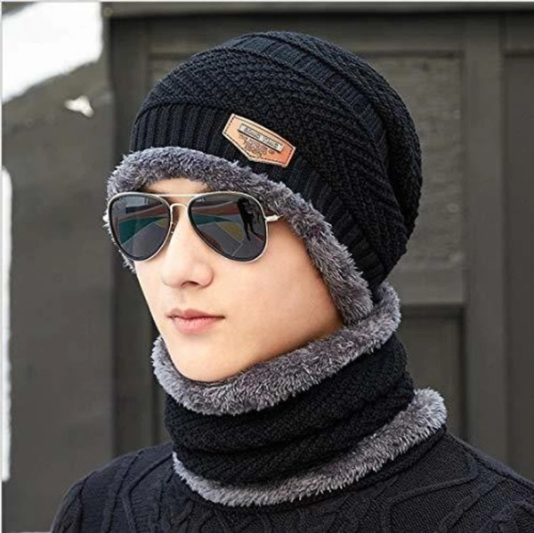 2pc combo woolen cap winter soft cap CapColor :BlackSize :FreeFabric :WoolStyle code :combo 2pcOccasion :CasualIdeal For :Men & WomenStyle Code  - Black, Free Size