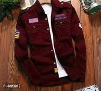 HS FASHION Full Sleeve Solid Men JacketPattern: SolidSuitable - Red, M