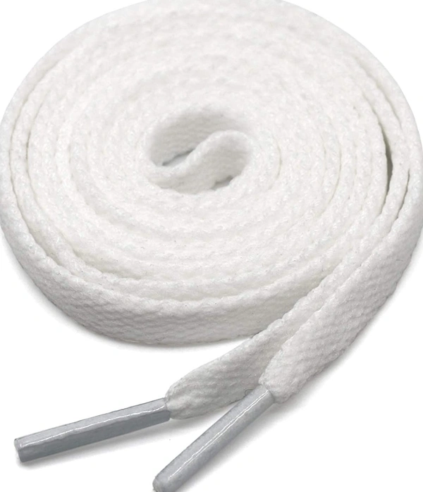 GRAH SANGRAH® (2 Pair) Flat Shoe laces 5/16" Wide Shoelaces for Athletic Running Sneakers Shoes Boot Strings - 120 CM, White 