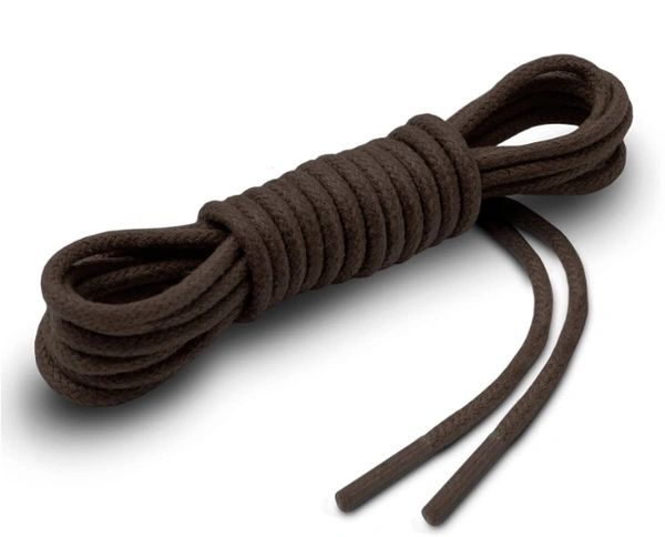 GRAH SANGRAH® (2 Pairs) Waxed Round Shoelaces Dress Shoes Boots Leather Shoe Laces for Formal Shoes  - 120 CM, Dark Brown
