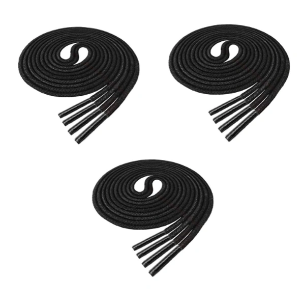 GRAH SANGRAH® (2 Pair) Waxed Round Shoelaces Dress Shoes Boots Leather Shoe Laces for Formal Shoes  - 120 cm, Black