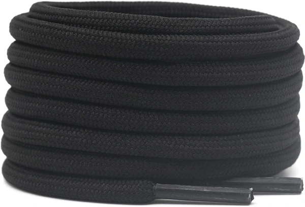 GRAH SANGRAH® (2 Pair) Shoelaces for Thick Round Climbing, Hiking, Boot, Running , Sport Shoes Laces  - 120 CM, Black