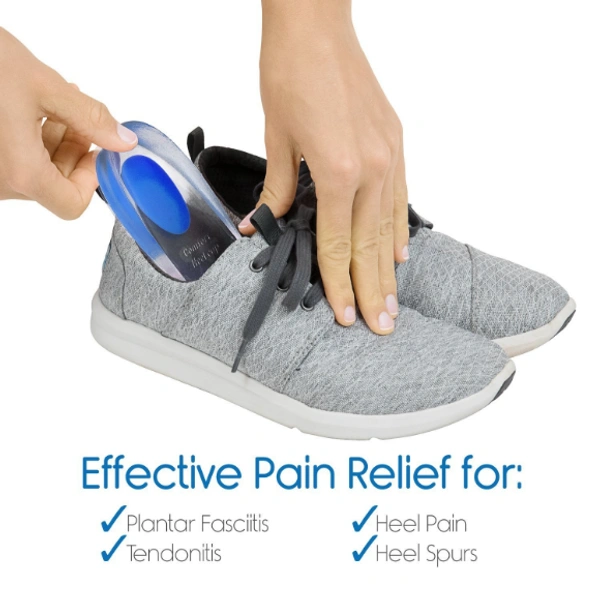 GRAH SANGRAH® Heel Cups Silicon Heel Pad for Heel Ankle Pain, Heel Spur Shoe Support Pad for Men and Women Shock Cushion Pad for Heels (SHOE HEEL PAD) - Gel Silicon 