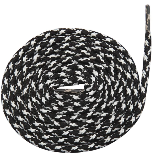 GRAH SANGRAH® (2 Pair) Shoelaces for Hiking Shoes, Outdoor Walking Sneakers, Outdoor Hiking, Climbing, Basketball, Work Boot, Running , Sport Shoes - 120 cm, BLK -WHIT