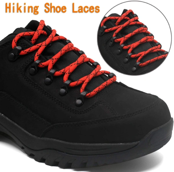 GRAH SANGRAH® (2 Pair) Shoelaces for Hiking Shoes, Outdoor Walking Sneakers, Outdoor Hiking, Climbing, Basketball, Work Boot, Running , Sport Shoes - 120 cm , Red Black