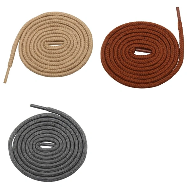 GRAH SANGRAH® 3 Pair (1 Pair Per Single Color) Shoelaces for Hiking Shoes, Walking Sneakers, Climbing, Work Boot, Running, Casual, Sport Shoes (SL-04-06-17) - 120 cm, Cream_Tan_Grey