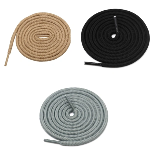 GRAH SANGRAH® 3 Pair (1 Pair Per Single Color) Shoelaces for Hiking Shoes, Walking Sneakers, Climbing, Work Boot, Running, Casual, Sport Shoes (SL-04_07_17) - 120 cm, Cream_Black_Grey