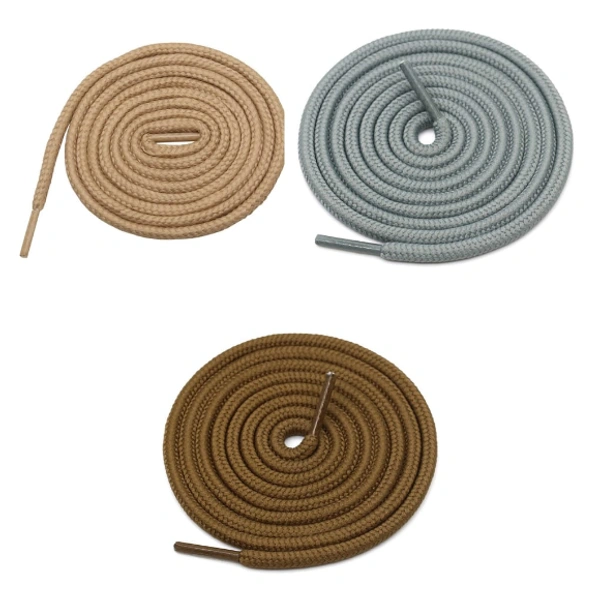 GRAH SANGRAH® 3 Pair (1 Pair Per Single Color) Shoelaces for Hiking Shoes, Walking Sneakers, Climbing, Work Boot, Running, Casual, Sport Shoes (SL-04-10-17) - 120 cm, Cream_Light Brown_Grey