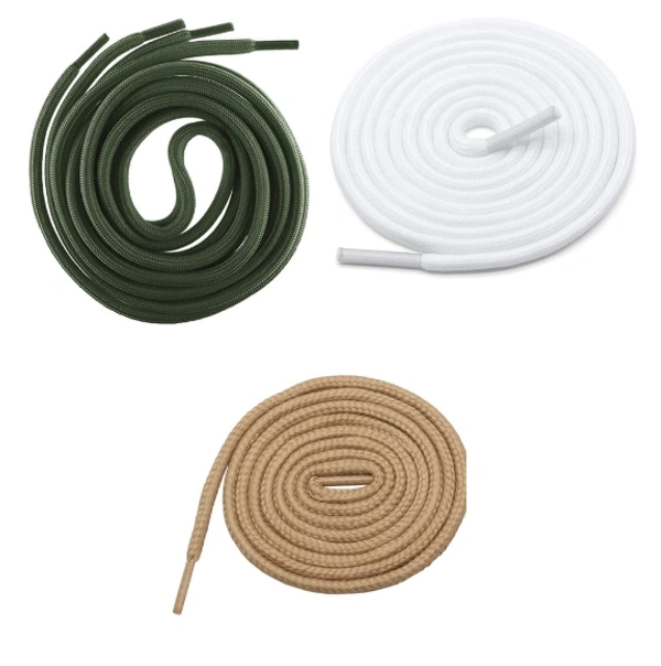 GRAH SANGRAH® 3 Pair (1 Pair Per Single Color) Shoelaces for Hiking Shoes, Walking Sneakers, Climbing, Work Boot, Running, Casual, Sport Shoes (SL-04-27-307) - 120 cm, Cream_Army Green_White